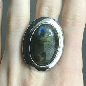 Evil Pawn Jewelry Oval Labradorite Ring Adjustable